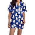 thumbnail image 3 of Halloween Pajamas Halloween Satin Pumpkin Pocket Button Nightwear Pajamas for Women Set, 3 of 7