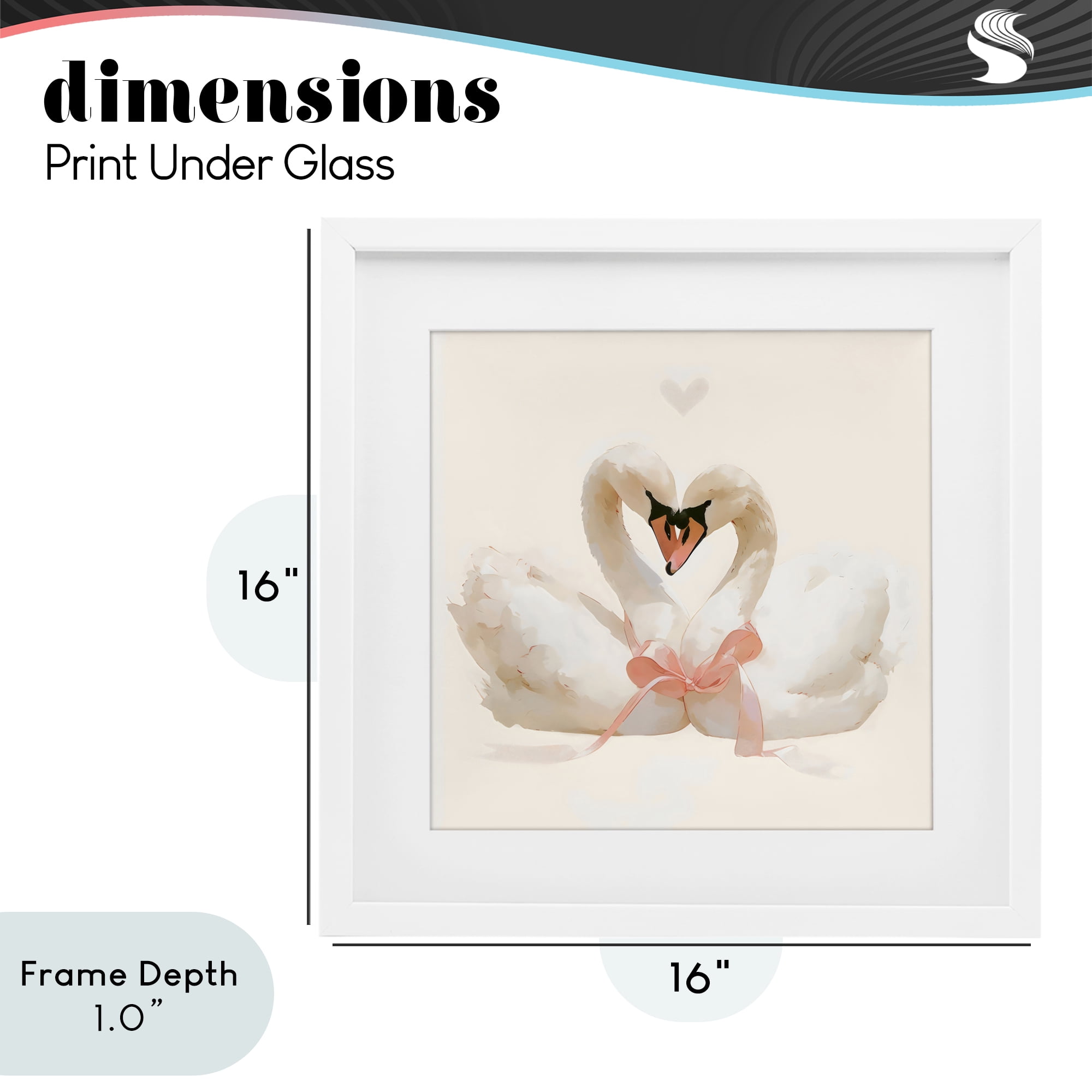 Stupell Industries Swan Pair with Bow White Framed Print Under Glass, design by Creative Studio