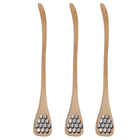 

Honey Spoon Carved Pattern Long Lasting Use Easy Honey Stirrer For Household For Kitchen For Restaurant Wood Color
