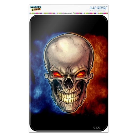 Skull Blue Red Flaming Glowing Eyes Home Business Office Sign