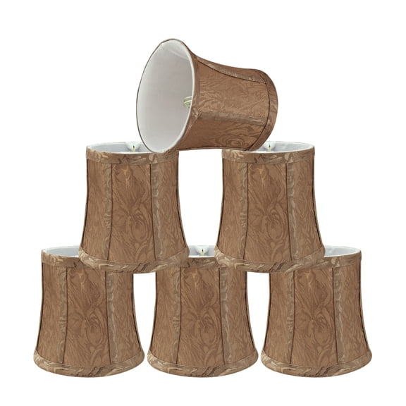 Aspen Creative 30366-6 Small Bell Shape Chandelier Clip-On Lamp Shade Set (6 Pack), Transitional Design in Brown, 5" bottom width (4" x 5" x 5")