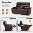 thumbnail image 5 of MCombo Zero Gravity Power Loveseat Recliner with Console, LED Light, Hidden Armrest Storage for Home Theater & Living Room, Dark Brown, 5 of 10
