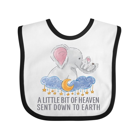 Inktastic A Little Bit of Heaven Sent Down to Earth Cute Elephants Boys or Girls Baby Bib