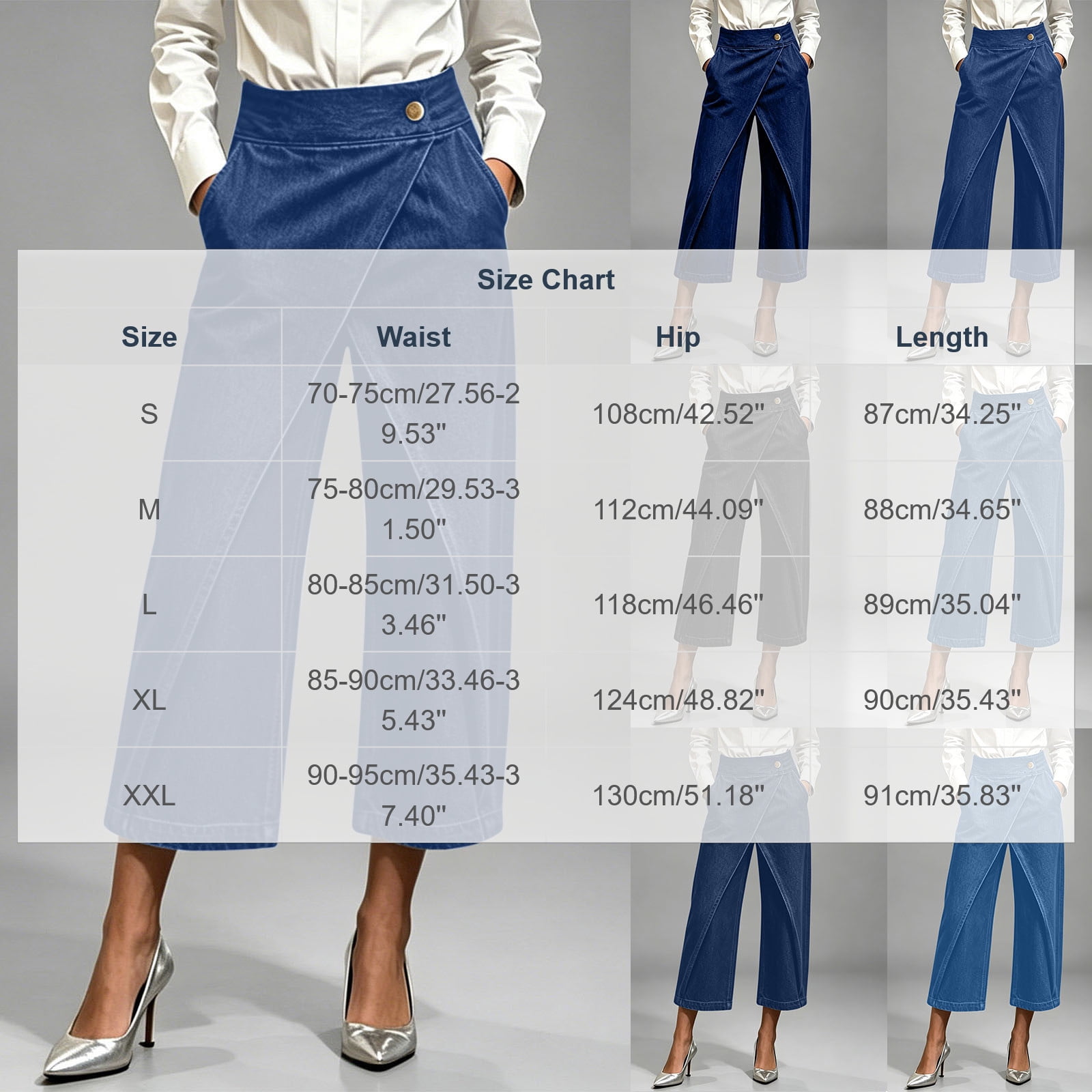 Women's Straight Leg Capri Jeans, Stylish Wrap Skirted Summer High Waisted Streetwear Denim Pants with Pockets