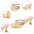 thumbnail image 6 of Women's Square Toe Kitten Heels Thong Sandals Lightweight Non Slip Comfortable Slip On Dress Heels Sandal for Party Vacation Gold Size 6.5, 6 of 7