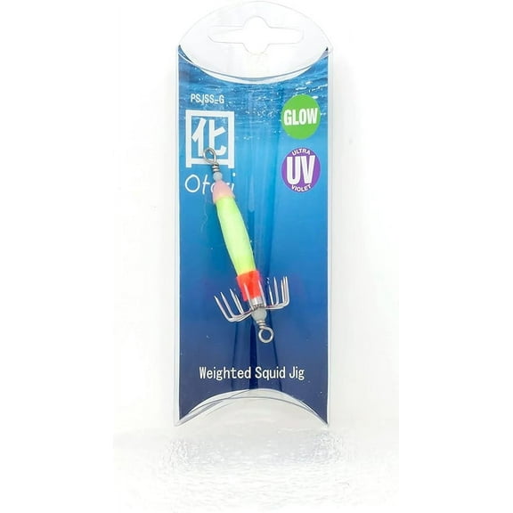 Beau Mac Otori Skinny Squid Jig Green Glow 7/8" PSJSS-G