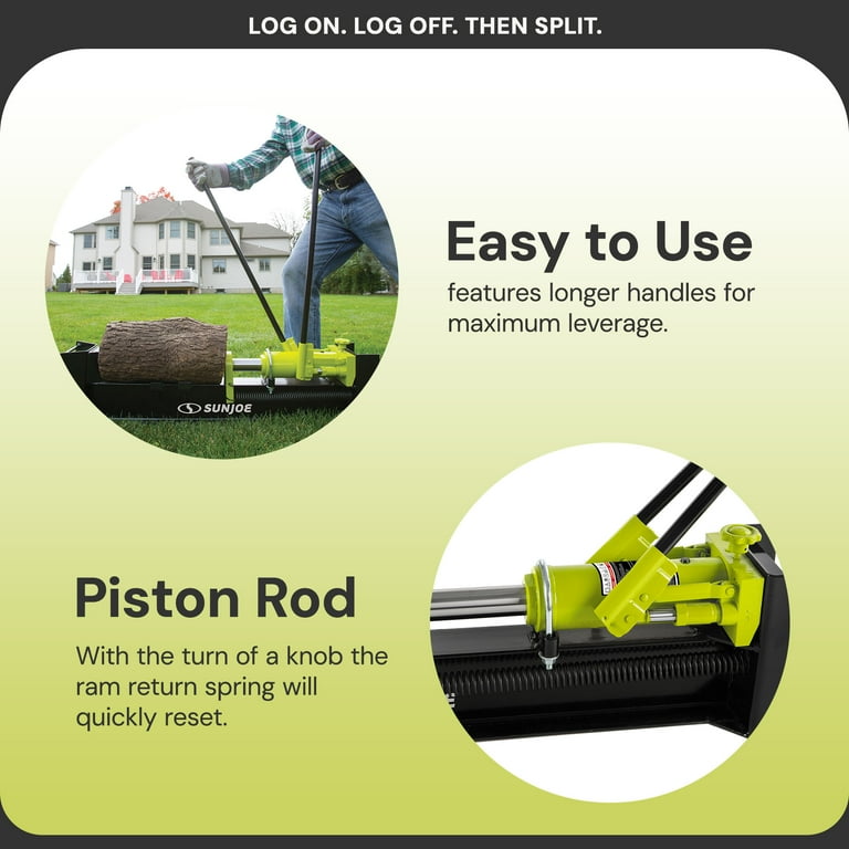 Sun Joe Hydraulic Steel Beam Log Splitter, 10 Ton Capacity