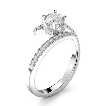 0.44 Carat Weight Round Brilliant Diamond Engagement Ring - 14K White