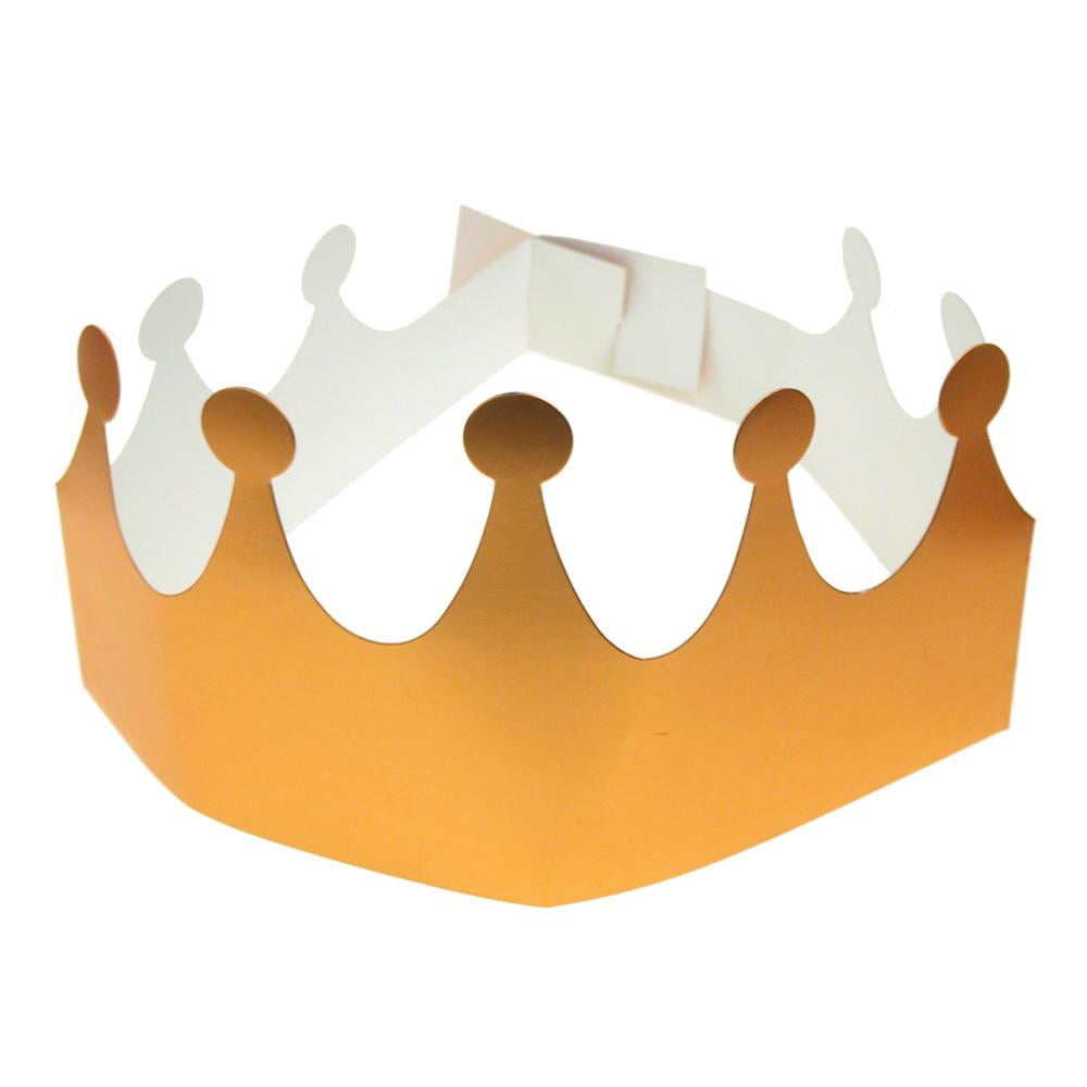 Gold Paper Crown Hat, 8-1/2-Inch, 5-Count 