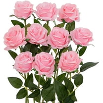 Zukuco 10 Pack Artificial Red Rose Flower Fake Silk Roses with Stem Flowers Bouquet Wedding Party Home Decor(Pink)