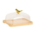 thumbnail image 4 of CarpNettore Wooden Cake Stand with Lid Covered Cheese Box Butter Dish with Dome Elegant Cake light brown, 4 of 9