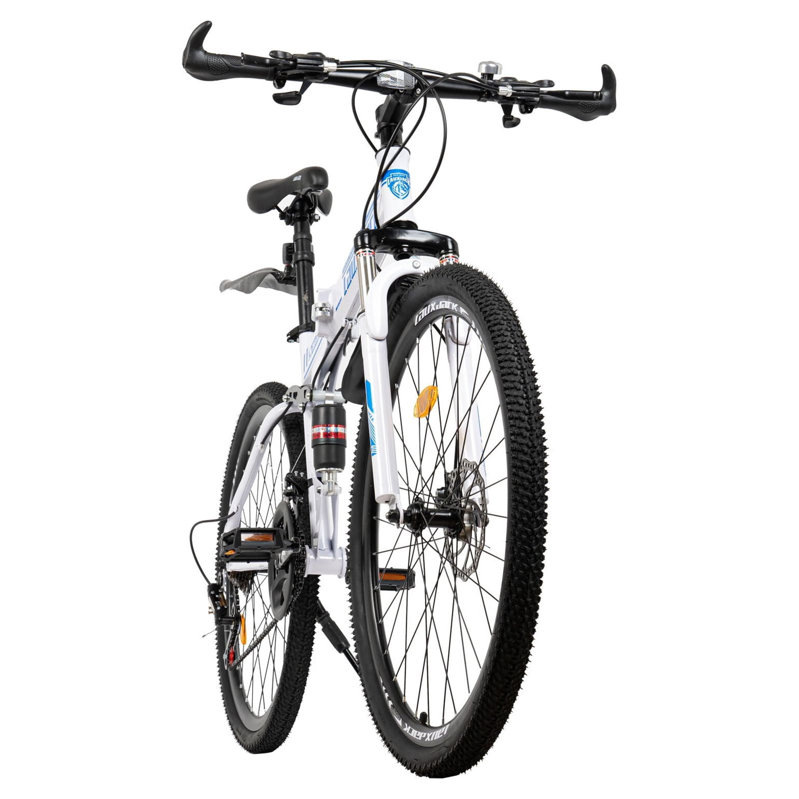 Aiqidi 26" Mountain Folding Bike with 21-Speed Gears Dual-Disc Brake Unisex Adult Mountain Bicycle Adjustable for Riding Traveling