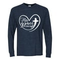 thumbnail image 2 of Wild Bobby His Grace Is Enough Heart Inspirational/Christian Men Long Sleeve Shirt, Vintage Heather Navy, Medium, 2 of 5
