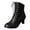 Black, variant on Leather Ankle Boot for Women Zipper Up Granny Boots Lace Up Kitten Heel Short Booties for Ladies Work Party Vacation Black Size 7