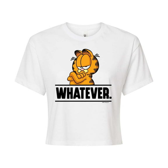 Garfield - Whatever - Juniors Cropped Cotton Blend T-Shirt