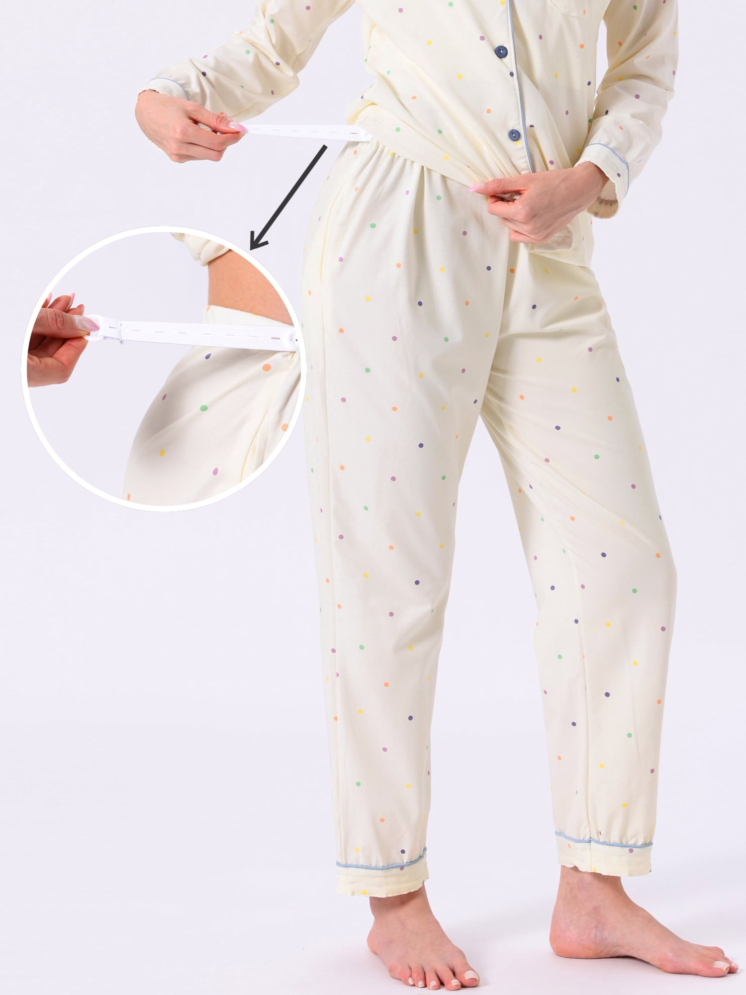 DARING DIVA Women's Nursing Pajamas Sleepwear Button Down Breastfeeding Sets S White