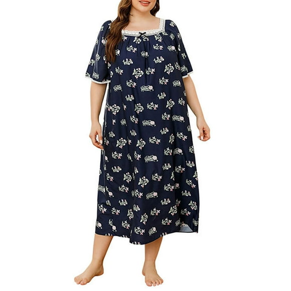 Walmeck Femmes Transat Robe Vintage Plus Taille en Vrac Chemises de Nuit Lounging Pyjamas