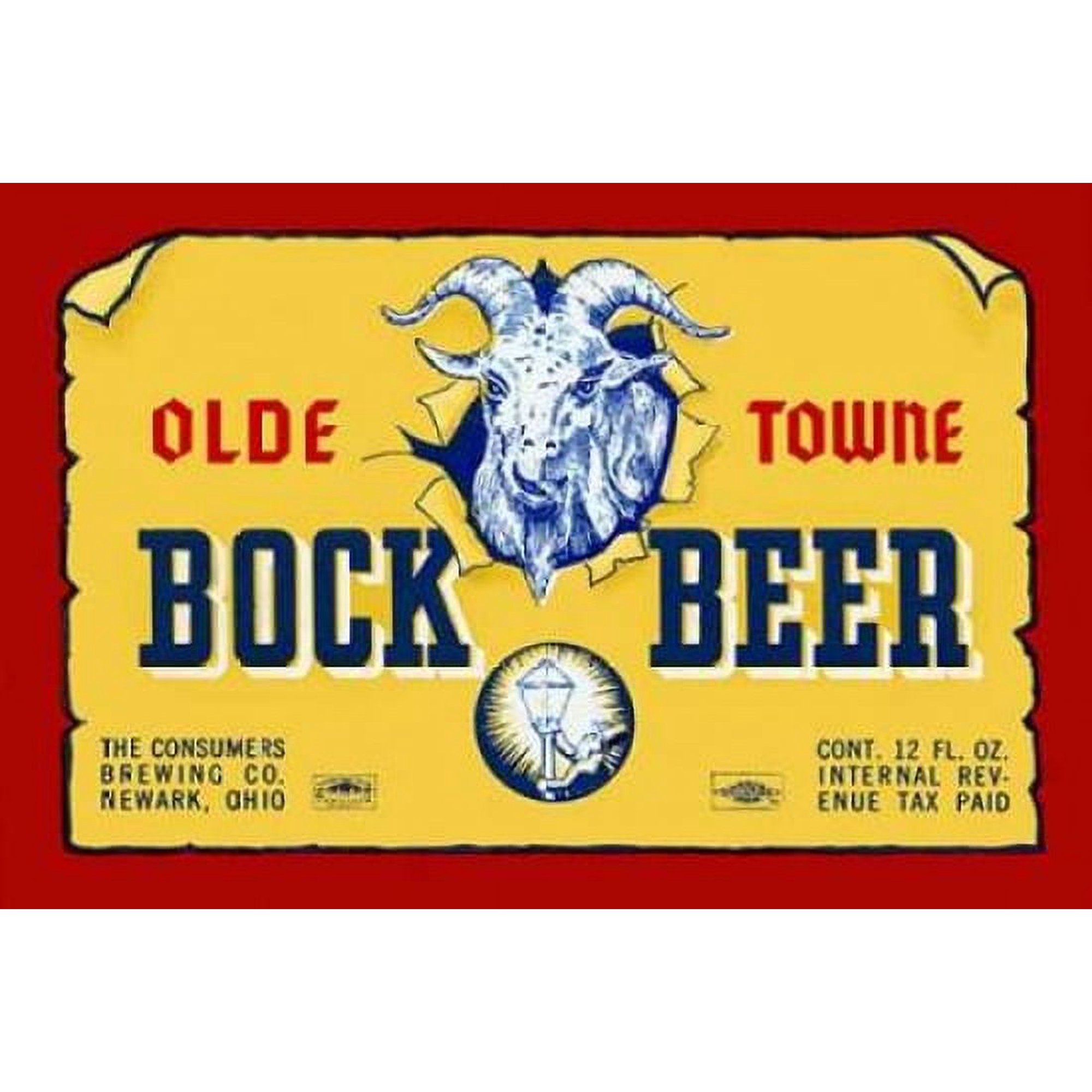 Olde Towne Bock Beer Canvas Art - Vintage Booze Labels (12 x 18)
