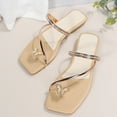 thumbnail image 5 of Anuirheih Slip on Sandals Women,Womens Fashion Square Toe Decorate Rhinestone Flat Sandals(Gold), 5 of 5