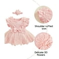thumbnail image 6 of Happy Cherry Newborn Summer Romper Dress Baby Girl Mesh Bodysuit Infant Tutu Dress Sleeveless Flowers Lace Cotton Jumpsuits with Headband 6-12 Months, 6 of 7