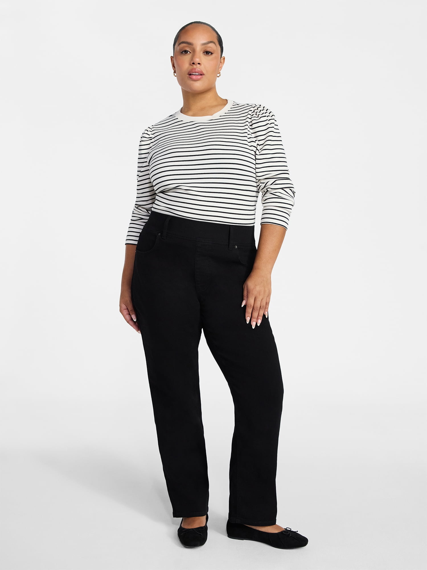 Terra & Sky Women's Plus Pull-On High Rise Straight Leg Jegging, 29" Inseam, Sizes 0X-4X