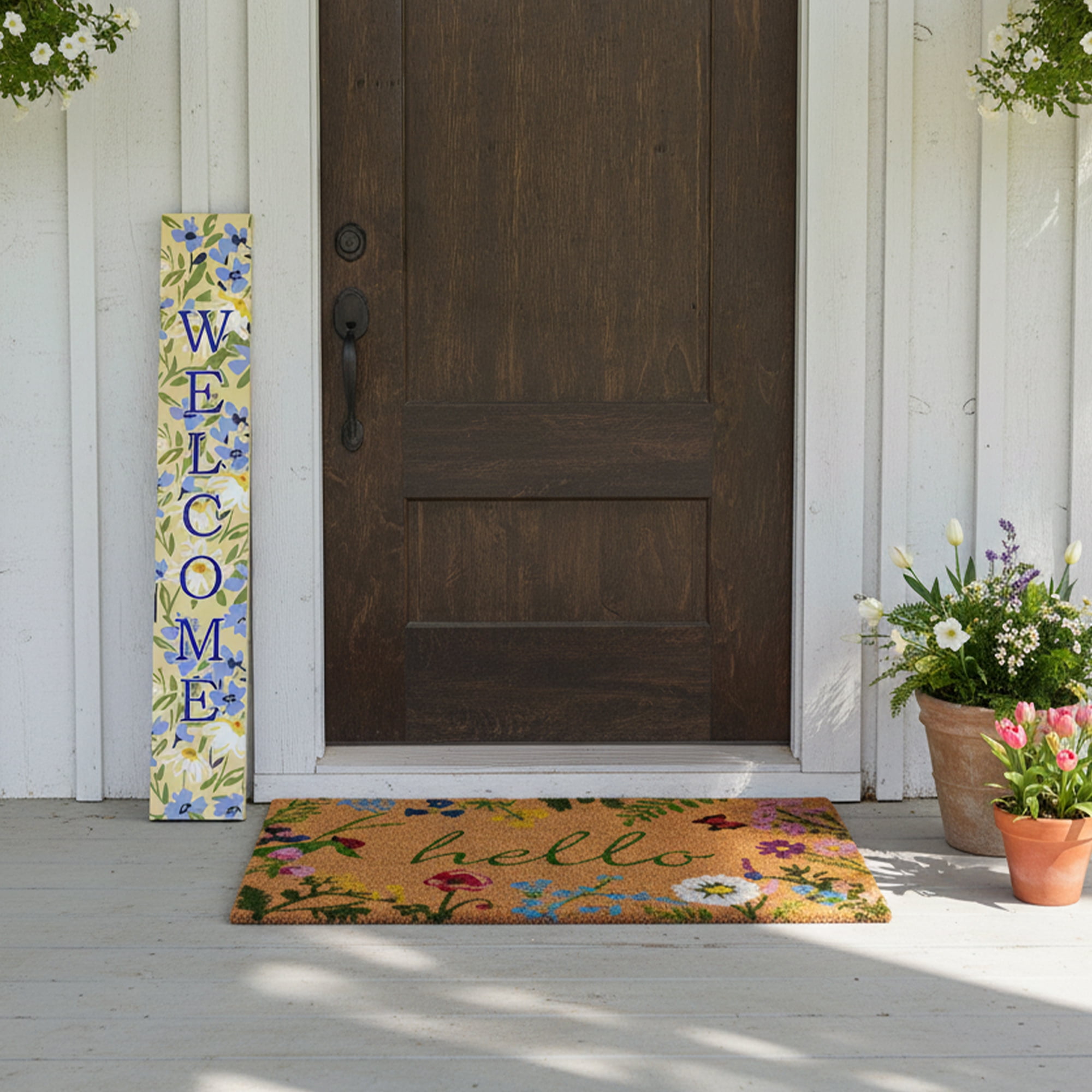 Calloway Mills 119204707 Blooming Meadow Blue Welcome Porch leaner, 47" x 07"