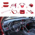 thumbnail image 2 of Xotic Tech Set Glossy Red Console Stripe Passenger Dash Glove Box AC Vent Steering Wheel Gear Shift Knob Panel wo/Heater Buttons Cover Trim Combo Kit, Compatible with Toyota Camry 2018-2020, 2 of 9