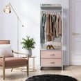thumbnail image 3 of YSNW Clothing Rack with Drawers - Clothes Stand Dresser - Wood Top, Steel Frame, & Fabric Drawers - Tall Closet Storage Organizer - Garment Rack for Hanging Shirts, Dresses, & Jackets（Pink）, 3 of 7