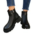 thumbnail image 4 of Willtoo Ankle Boots For Women Fall Winter Fashionable Chunky Shoes Low Heel Round Toe Side Zipper Casual Boots, 4 of 5