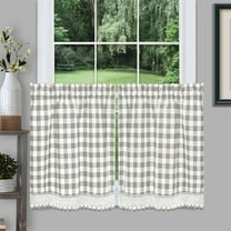 Achim Buffalo Check Kitchen Curtains, Set of 2 Tiers, 58 x 36, Gray