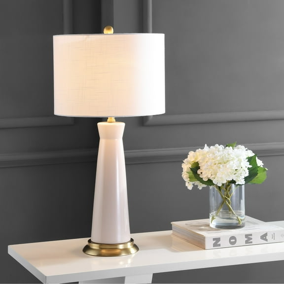 JONATHAN Y Hartley 29" Ceramic Column LED Table Lamp, Cream, JYL3046A
