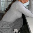 thumbnail image 5 of Simple Mock Neck Long-Sleeved Zippered Bodysuit Versatile Leisure Comfy Clothing for Women Daily Wear, 5 of 5