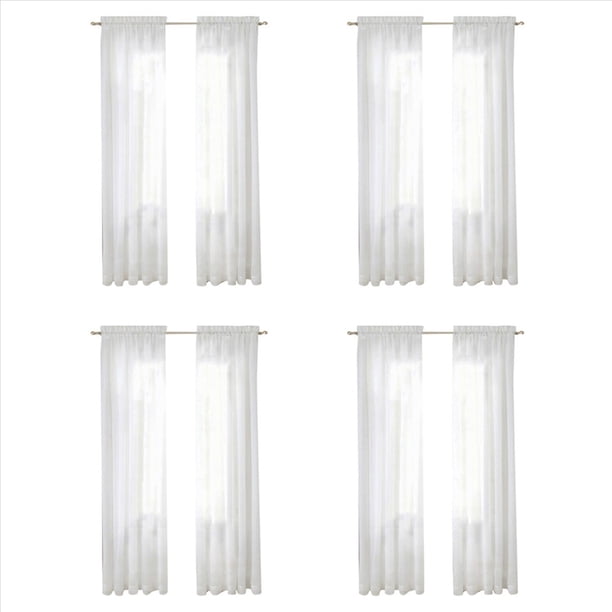 Cortinas Transparentes Blancas para Ventana 90 Pulgadas de 8 Paneles Cortinas Blancas Transparentes Cortinas Transparentes Panel Básico de Bolsillo de Varilla