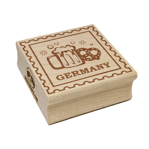 Germany Travel Beer Stein and Pretzel Square Rubber Stamp Stamping Scrapbooking Crafting - Small 1.25in