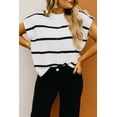 thumbnail image 2 of Women's Classic White Striped Batwing Sleeve Sweater Tee - [ZhiHiMeRi] | (US 12-14)L, 2 of 9