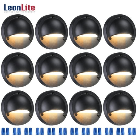 LEONLITE 12 Pack 3CCT Low Voltage Deck Lights Outdoor  2700K/3000K/4000K Selectable  Landscape Step Stair Railing Fence Light Wired  12V-36V AC/DC Deck Light