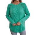 thumbnail image 3 of Fesfesfes Women's Pullover Fall Winter Sweater Leisure Long Sleeve Round Mock Neck Solid Color Tops Solid Color Warmkeeping Comfy Sweater(Green#2,XL), 3 of 8