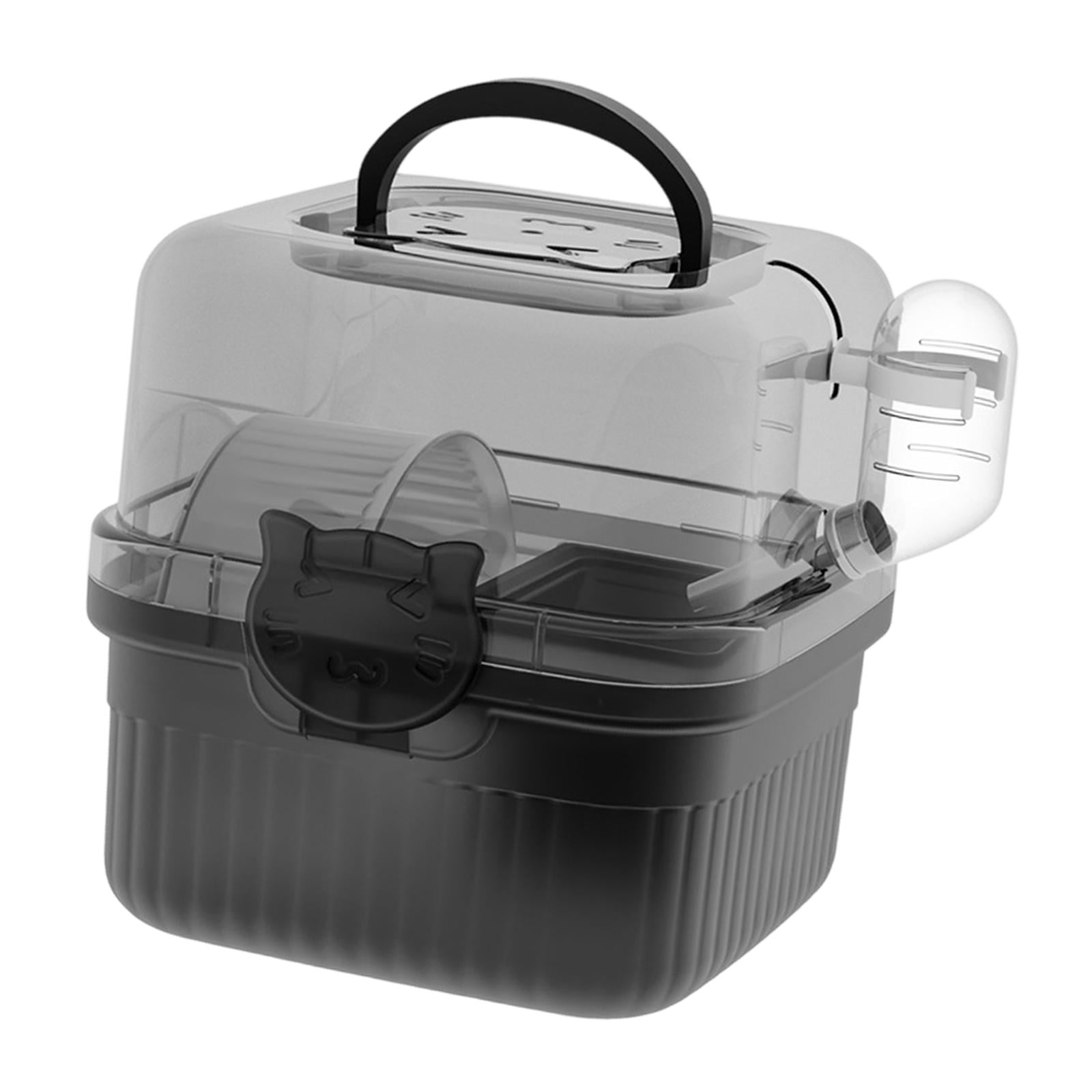 Bothyi Hamster Cage Carrying Box with Water Bottle for Small Animals Gerbils Ferret Black