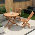 thumbnail image 2 of Costway 3pcs Patio Outdoor  Indonesia Teak Wood Bistro Dining Set Folding Chair & Table Slatted, 2 of 11