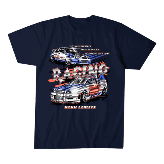 Cars Retro Graphic T-shirt Racing High Limits, Cotton, Size S-2XL