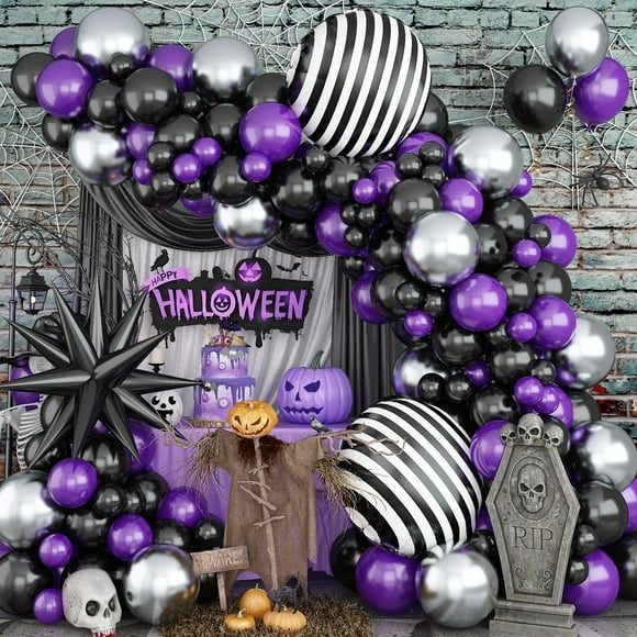 Kit de guirnaldas con forma de arco con globos para Halloween Haolongfa, 135 unidades