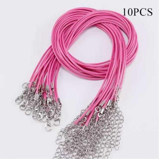 CUITING 10Pcs Leather Wax String Lobster Clasp Chain Pendant Necklace Rope Cords DIY 2MM-coffee-2mm