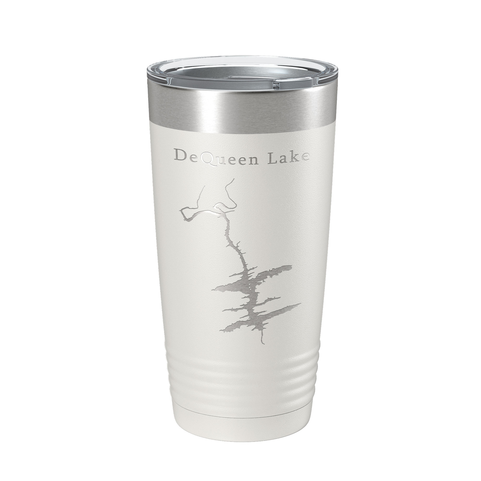DeQueen Lake Map Tumbler Travel Mug Insulated Laser Engraved Coffee Cup