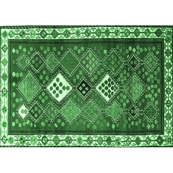 Ahgly Company Indoor Rectangle Persian Emerald Green Traditional Area Rugs, 7' x 9'