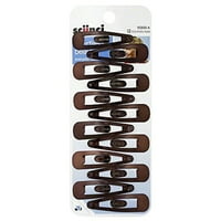 Scunci Metal Open Center Snap Clips, Brown, 12 count