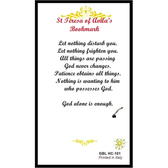 Saint Therese of Avila Santa Teresa de Avila Laminated Italian Prayer Card Blessed by His Holiness