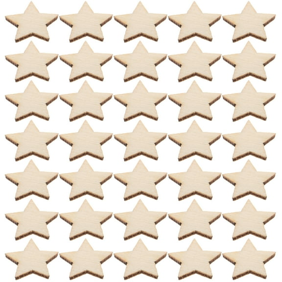 WEUVEB 50 Pieces Small Wooden Star Cutouts Natural Wood Craft Embellishments for Decor and Art Projects
