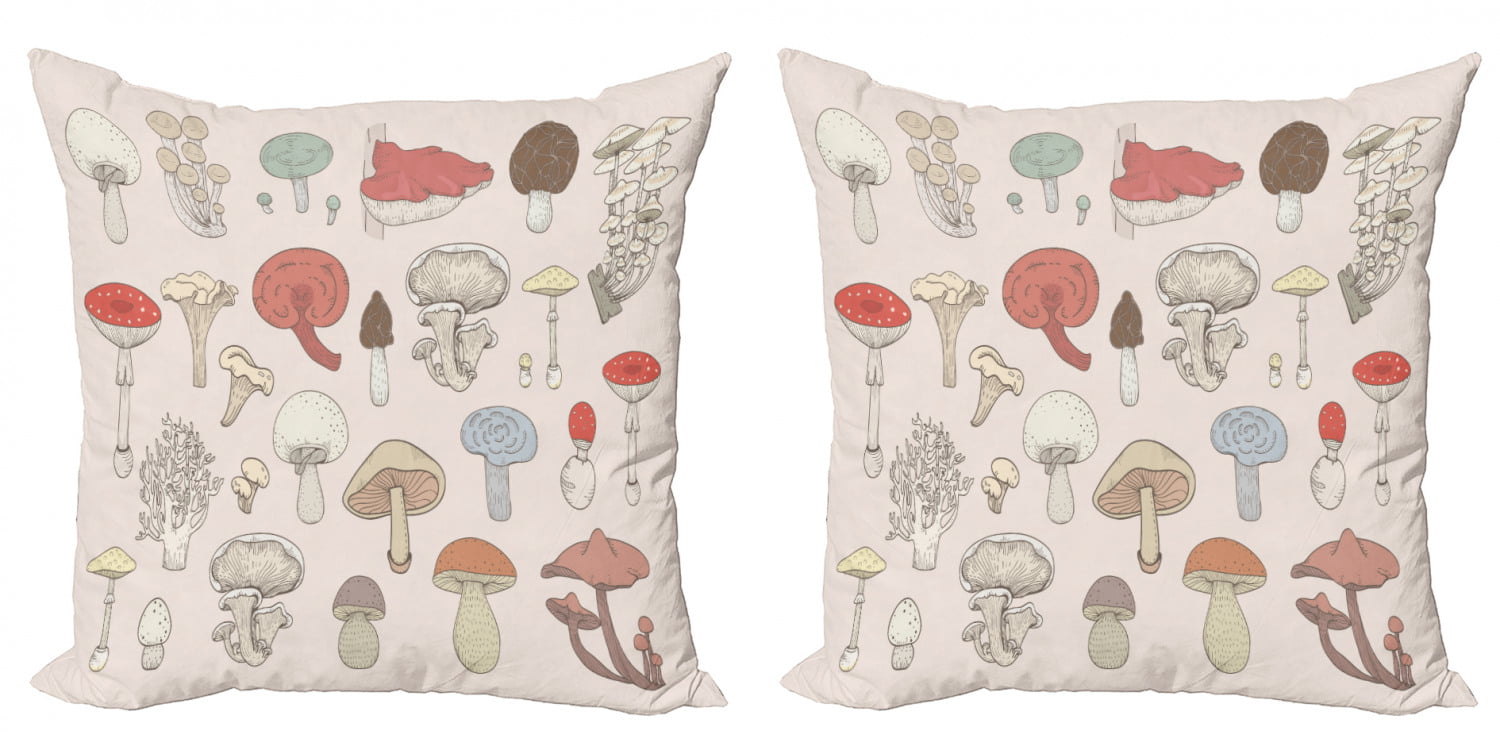 Multicolor 18x18 Vintage Goth Designs by ADS Goth Vintage Weird Botanical Graphic Art Fall Mushrooms Throw Pillow