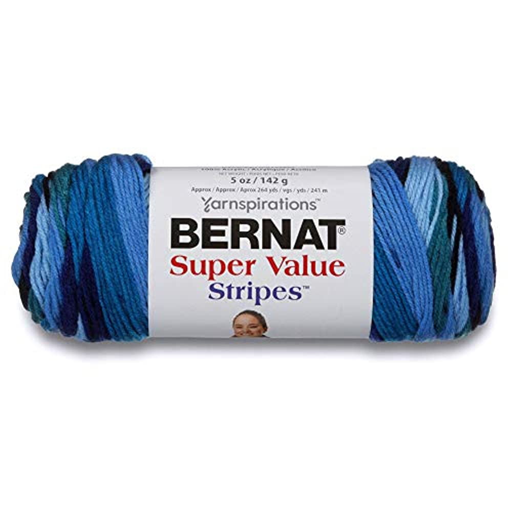 Bernat Super Value Yarn - 4 Medium Worsted Gauge 100% Acrylic - 5oz - Oceana - Machine Wash & Dry