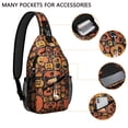 thumbnail image 2 of Sling Backpack,Halloween Crazy Pumpkins Pattern Sling Bag with Water Bottle Holder,Waterproof Sling Bag for Men/Women with Headphone Jack for Hiking,Travel, 2 of 6